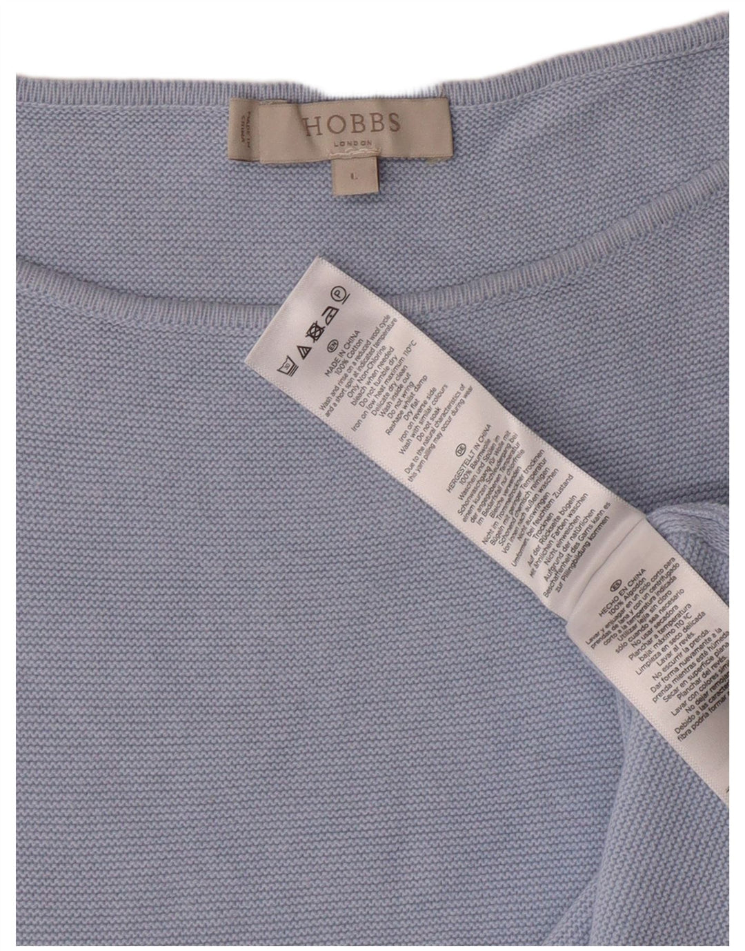 Hobbs ženski džemper s veznim izrezom UK 16 Veliki plavi pamučni klasični