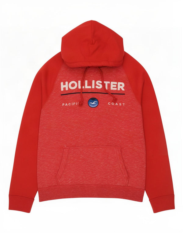 Hollister muška majica s kapuljačom s kapuljačom, srednji crveni flekasti pamuk