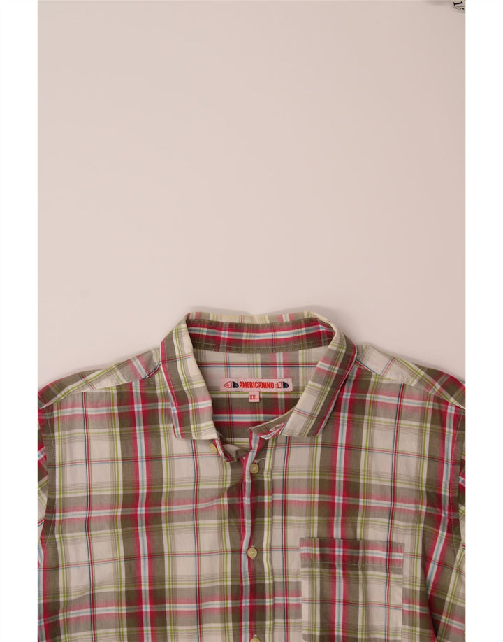 AMERICANINO Mens Shirt 2XL Green Check Cotton Vintage Americanino and Second-Hand Americanino from Messina Hembry 
