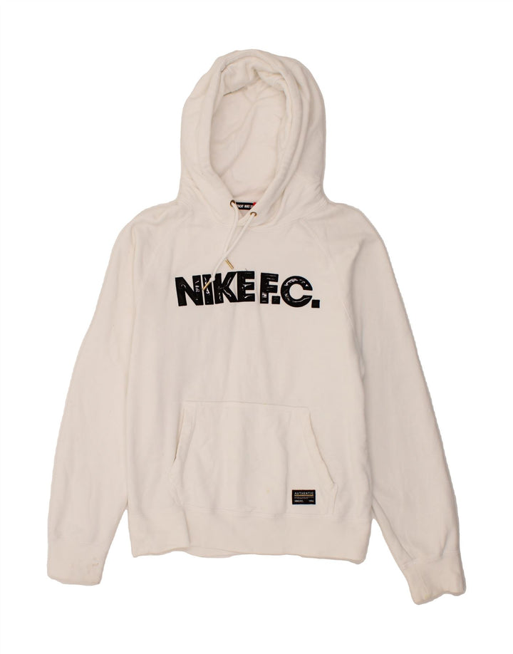 NIKE Mens Graphic Hoodie Jumper Small White Cotton Vintage Nike and Second-Hand Nike from Messina Hembry 