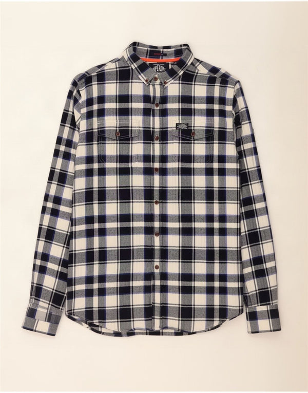 Superdry muška flanelska košulja XL tamnoplavi karirani pamuk