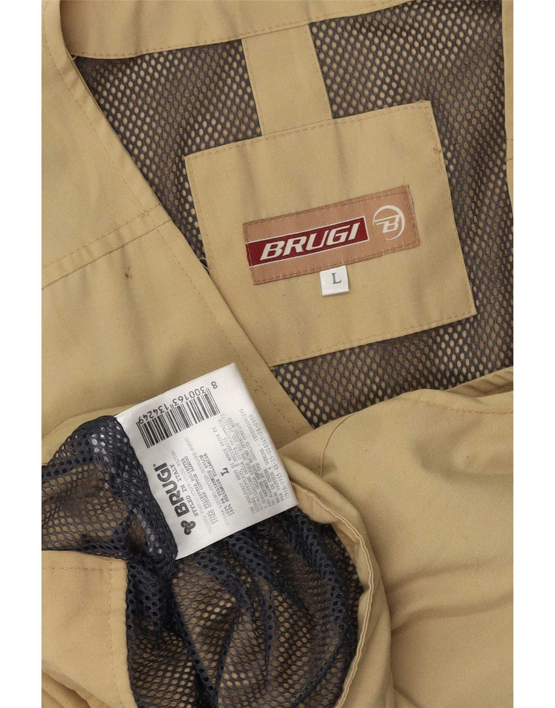 Brugi Mens Utility Gilet UK 40 Large kaki poliester