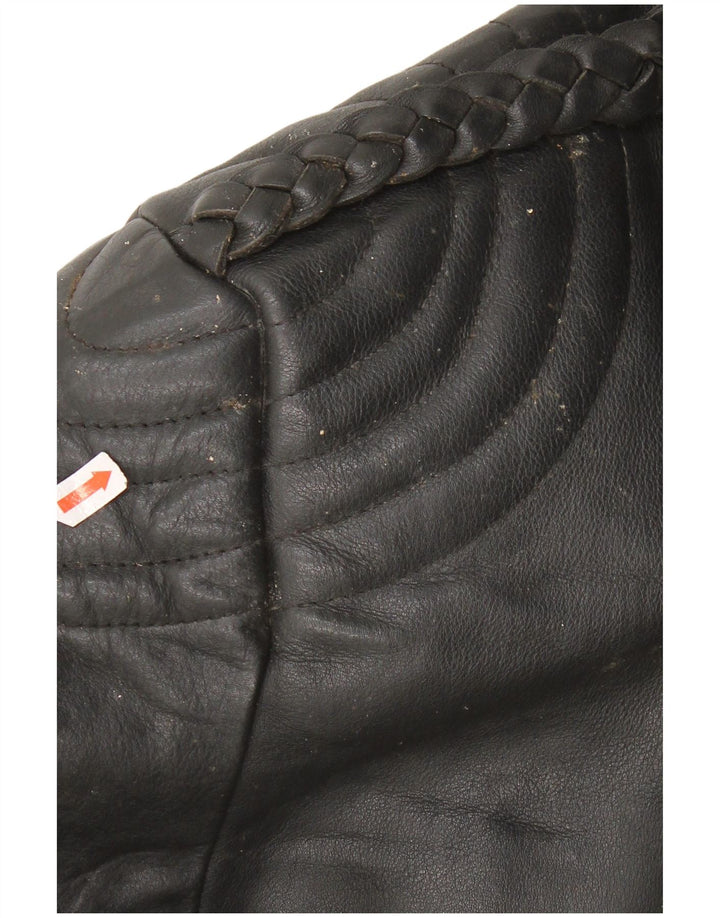 Vintage ženska kožna biciklistička jakna UK 22 3XL crna koža