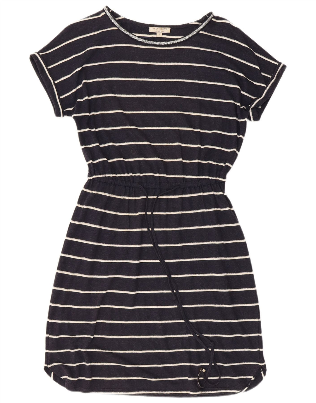 MONSOON ženska majica kratkih rukava UK 10 Mala tamnoplava prugasta lanena