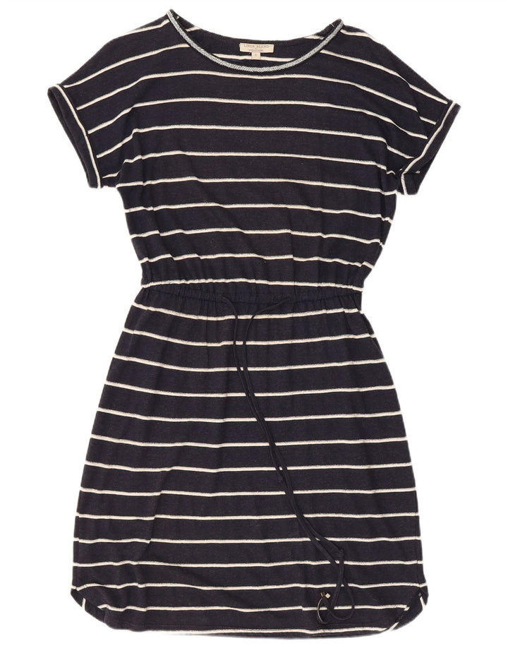 MONSOON ženska majica kratkih rukava UK 10 Mala tamnoplava prugasta lanena