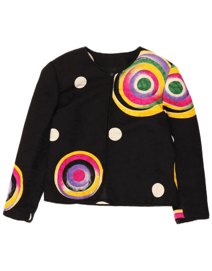 RENZO COUTURE Ženska jakna sako UK 14 Srednja crna geometrijska vuna