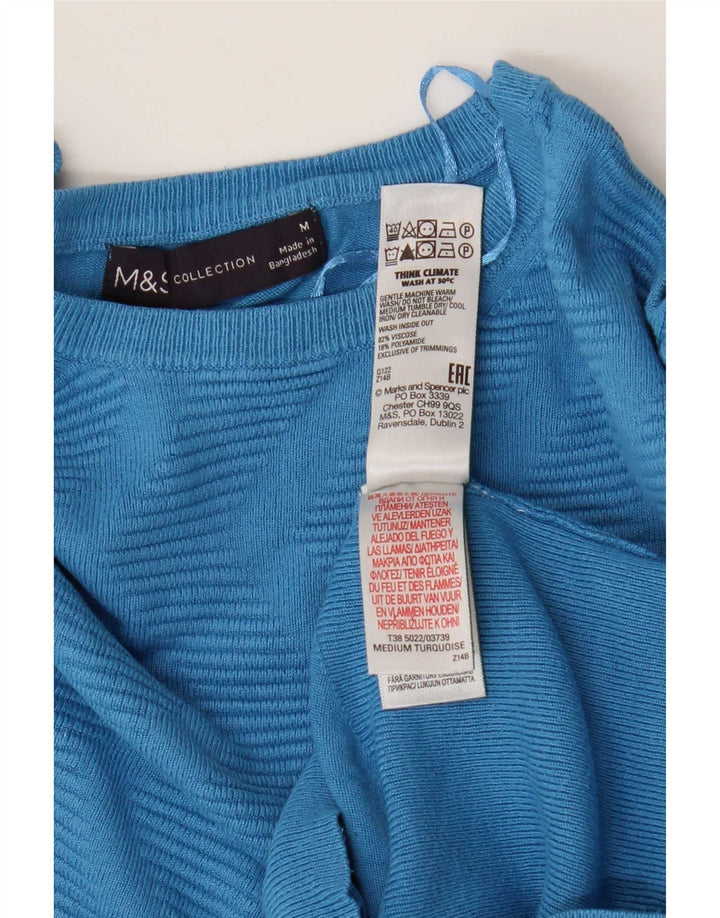 Marks & Spencer ženski džemper s veznim izrezom UK 12 Srednje plavi ševron