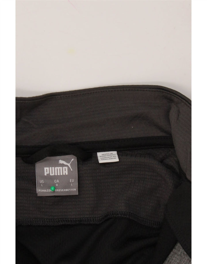 PUMA Mens Zip Neck Pullover Tracksuit Top Large Black Colourblock Vintage Puma and Second-Hand Puma from Messina Hembry 