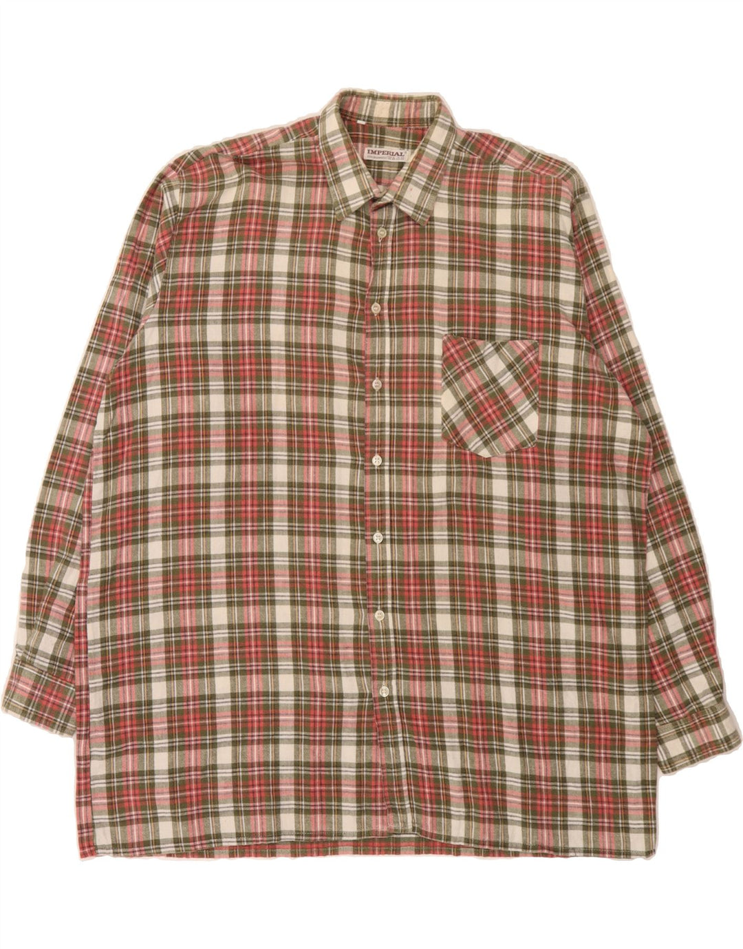 IMPERIAL Mens Flannel Shirt Size 44 XL Red Check Cotton Vintage Imperial and Second-Hand Imperial from Messina Hembry 