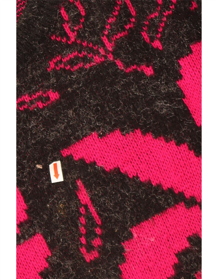 VINTAGE ženski džemper s morskim izrezom UK 20 2XL crni cvjetni akril