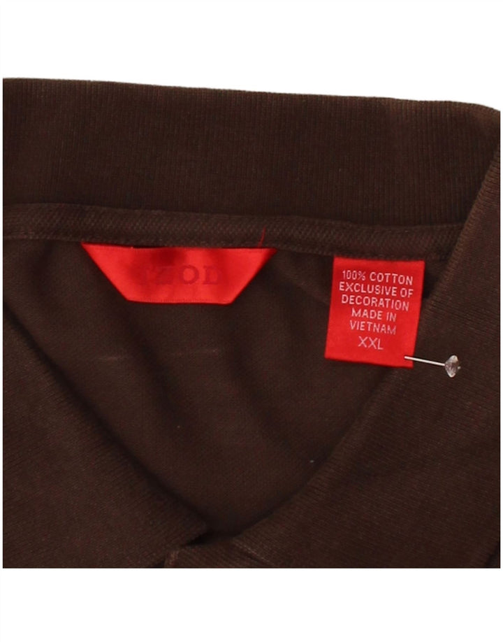 IZOD Mens Polo Shirt 2XL Brown Cotton