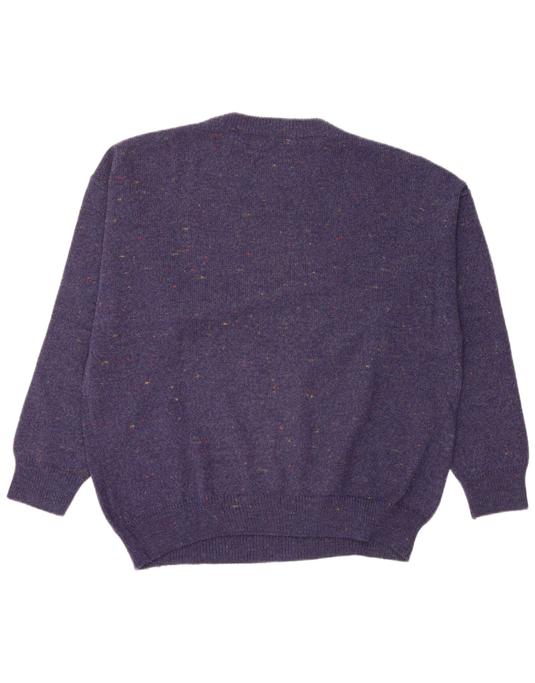 Vintage muški džemper s okruglim izrezom srednje tamnoplave geometrijske vune