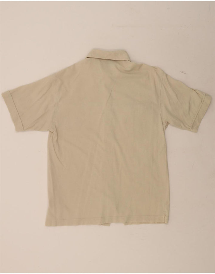 TRUSSARDI Mens Short Sleeve Shirt Medium Beige Cotton Vintage Trussardi and Second-Hand Trussardi from Messina Hembry 
