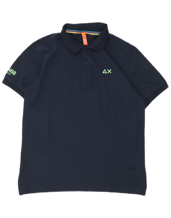 Sun68 Mens Polo Shirt XL Navy Blue Cotton