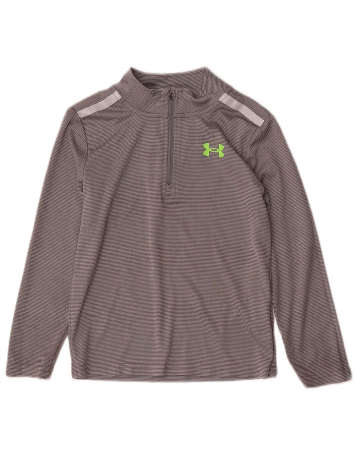 Under Armour Boys Graphic Pulover Trenirka Top 5-6 Years Grey prugasta