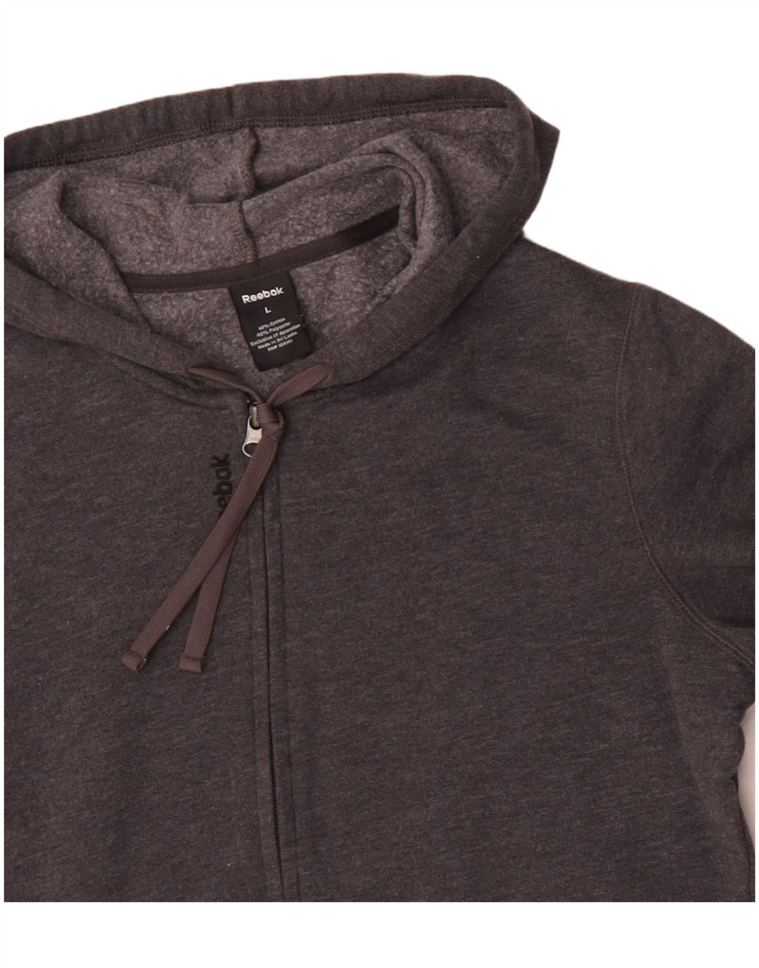 REEBOK muški pulover s kapuljačom na patentni zatvarač veliki sivi pamuk