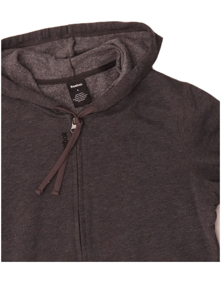 REEBOK muški pulover s kapuljačom na patentni zatvarač veliki sivi pamuk