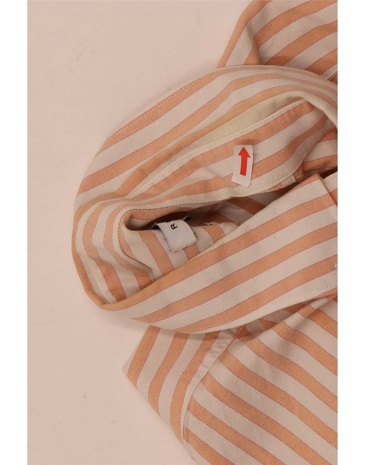 Reiss Mens Slim Fit Shirt Medium Orange Striped Cotton