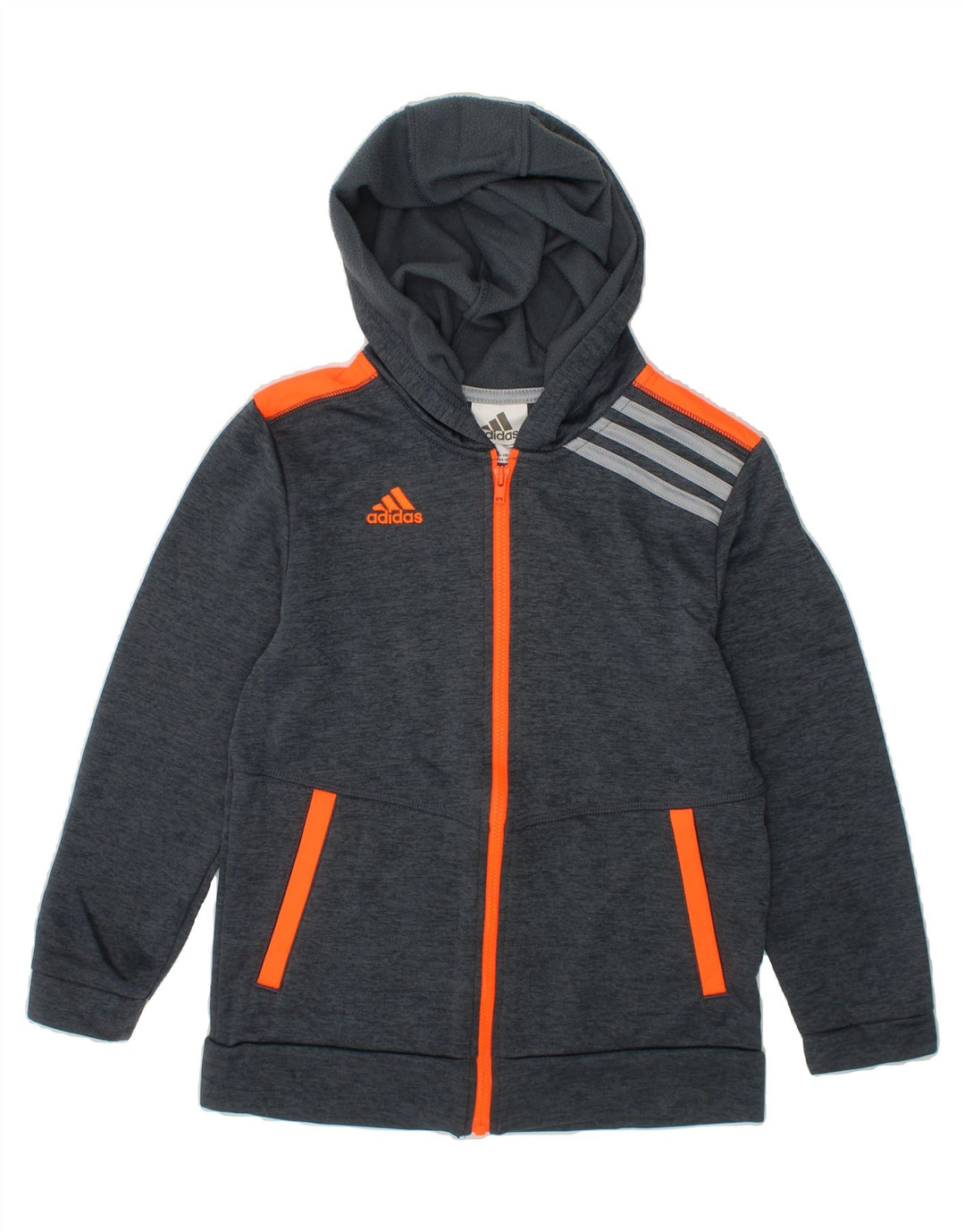 ADIDAS Boys Zip Hoodie Sweater 6-7 Years Grey Flecked Polyester Vintage Adidas and Second-Hand Adidas from Messina Hembry 