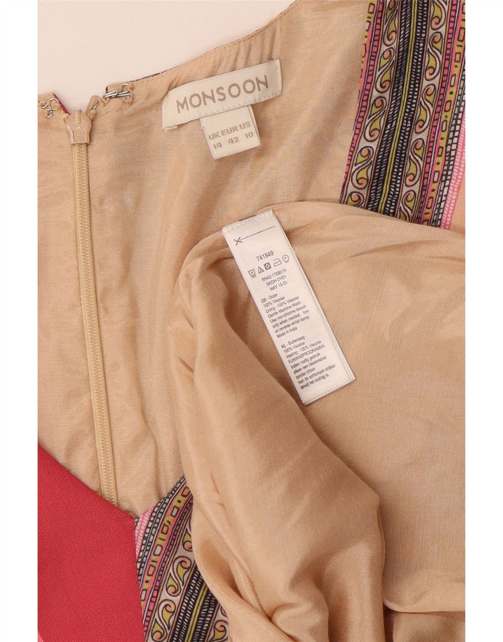 MONSOON ženska asimetrična haljina UK 14 Veliki raznobojni patchwork