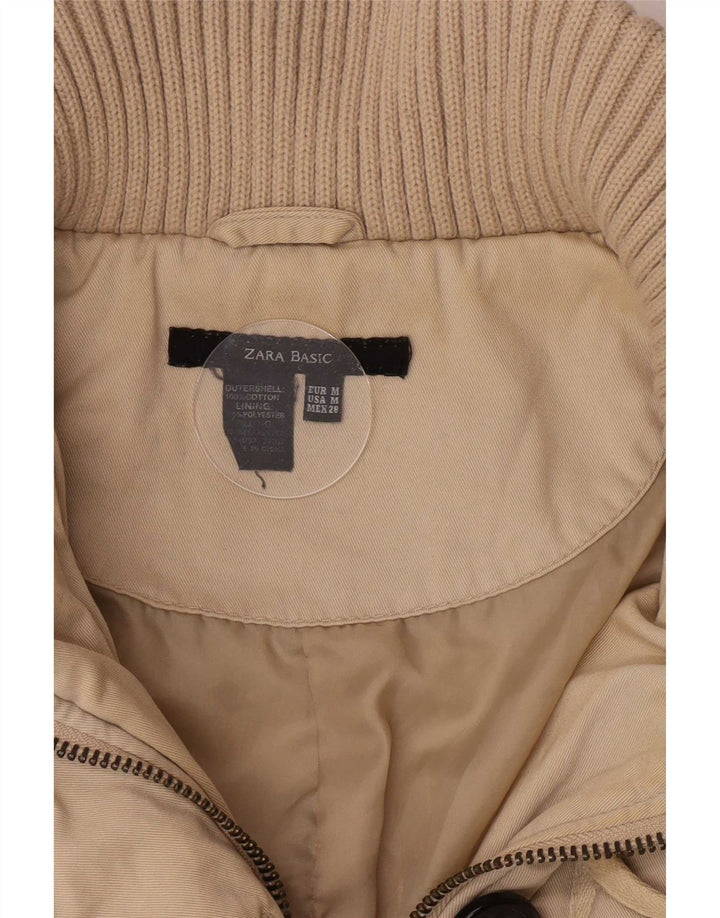 Zara ženska podstavljena jakna UK 12 Medium Beige Cotton Classic