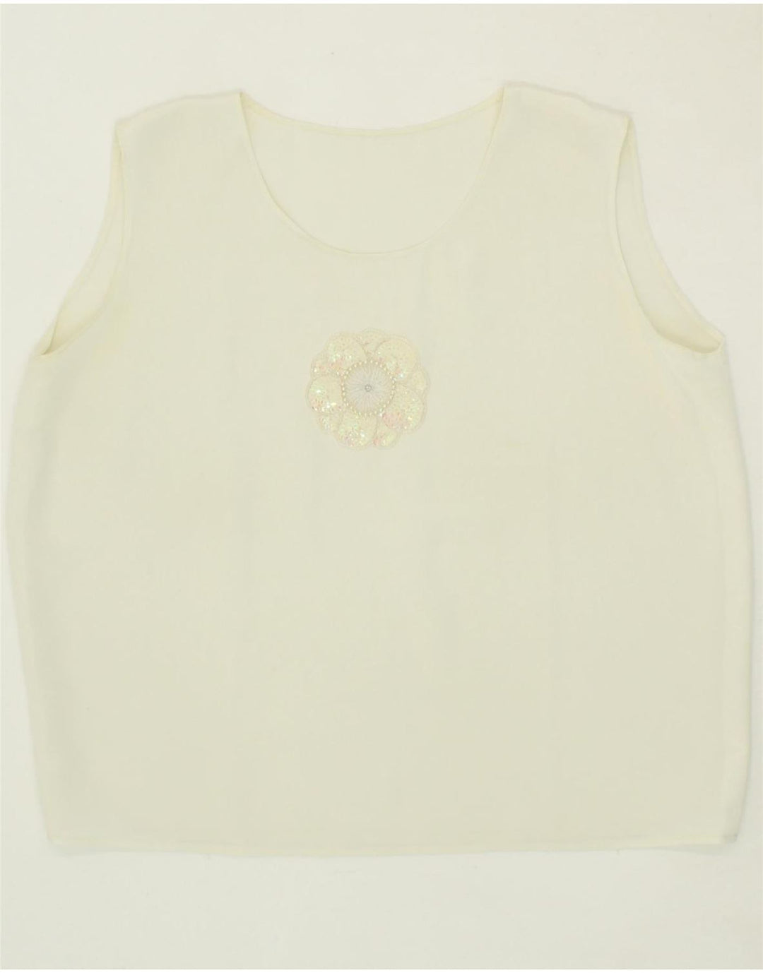 VINTAGE Womens Sleeveless Blouse Top UK 16 Large White Vintage Vintage and Second-Hand Vintage from Messina Hembry 