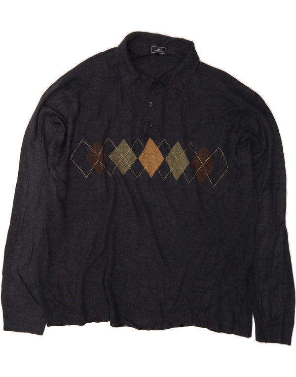DOCKERS Muški pulover s polo ovratnikom 3XL tamnoplavi Argyle/Diamond
