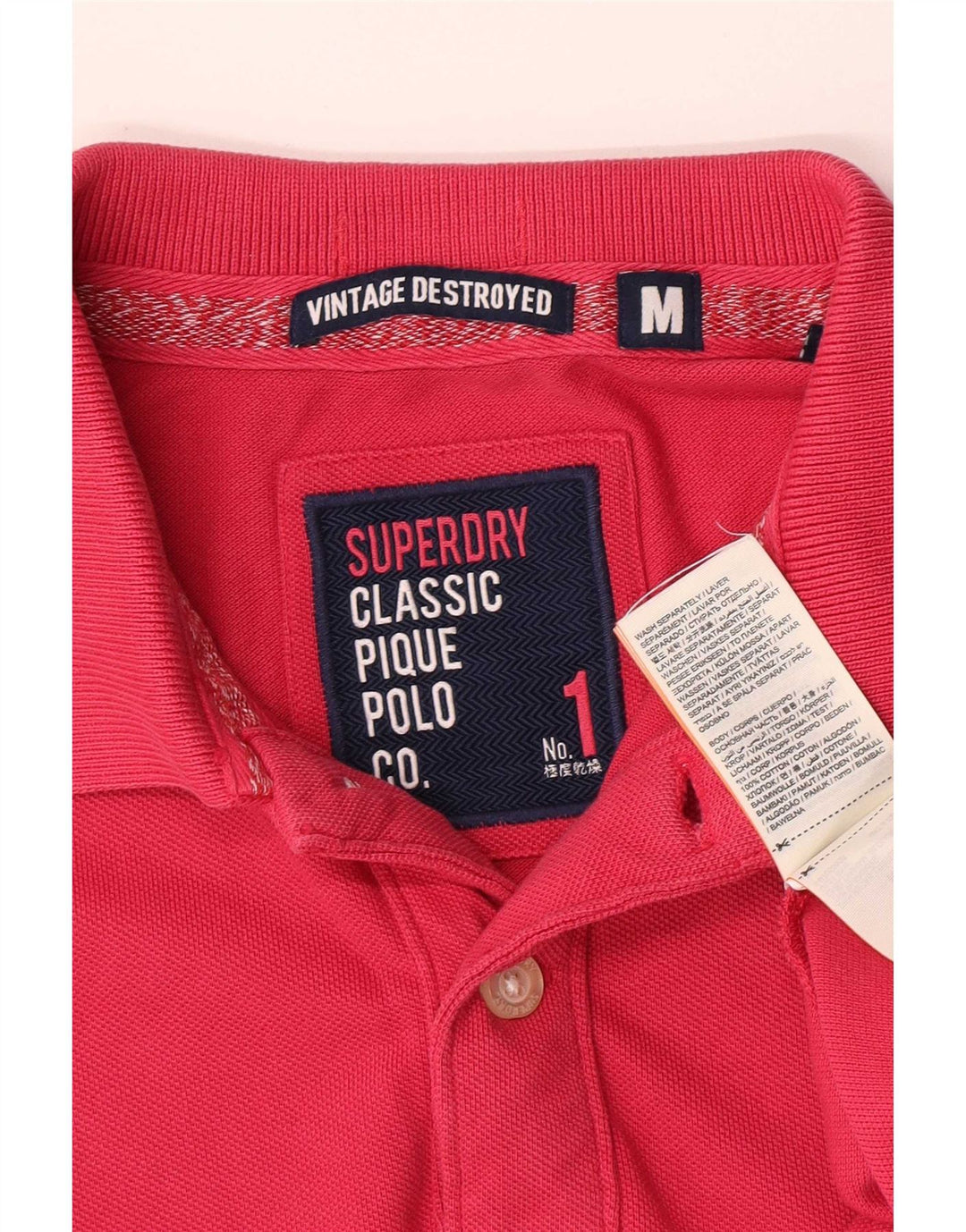 Superdry muška polo majica kratkih rukava, srednje ružičasti pamuk