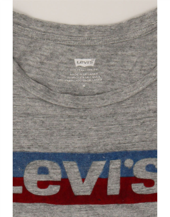 LEVI'S Womens Graphic T-Shirt Top UK 14 Medium Grey Flecked Vintage Levi's and Second-Hand Levi's from Messina Hembry 