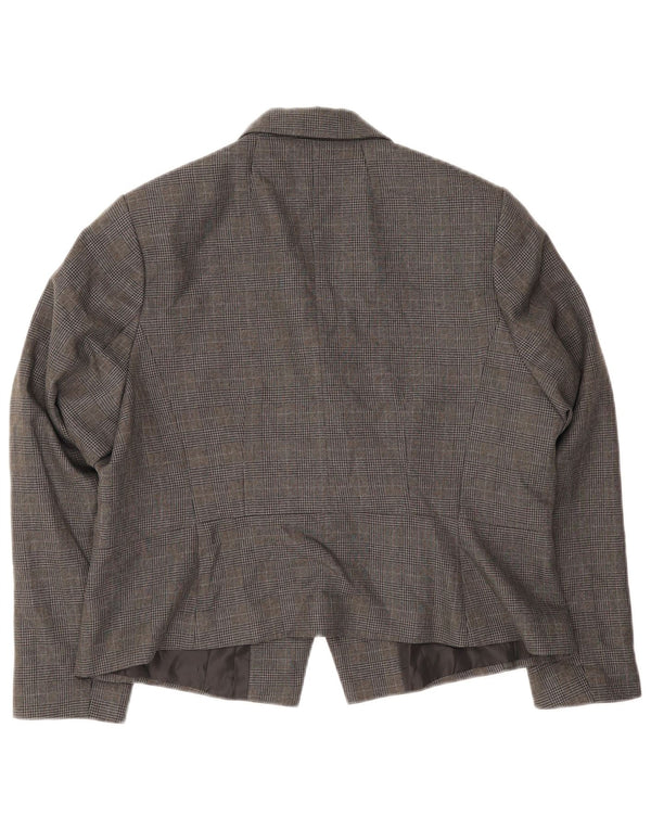 Marks & Spencer Ženska jakna sako s jednim gumbom UK 18 XL sivi karirani poliester