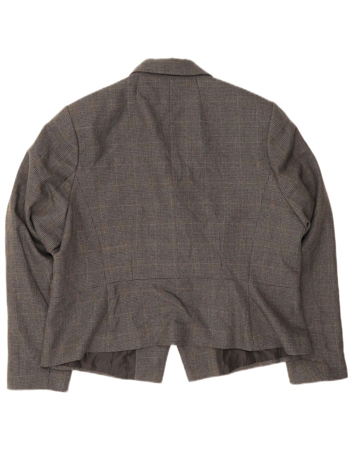 Marks & Spencer Ženska jakna sako s jednim gumbom UK 18 XL sivi karirani poliester