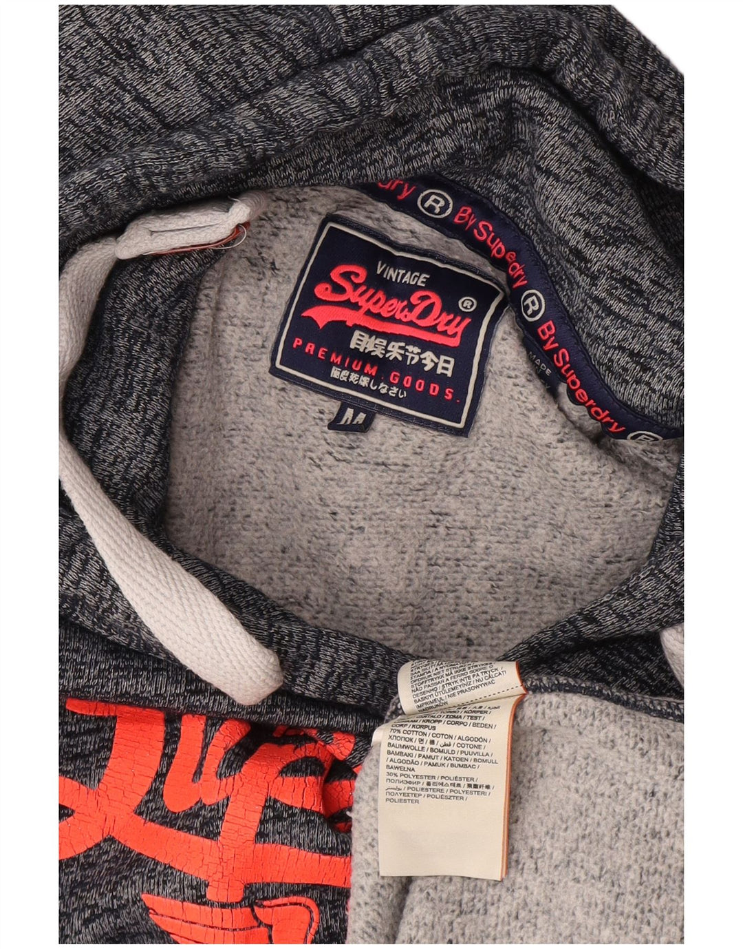 Superdry ženska majica s kapuljačom s kapuljačom UK 12 srednje tamnoplavi flekasti pamuk