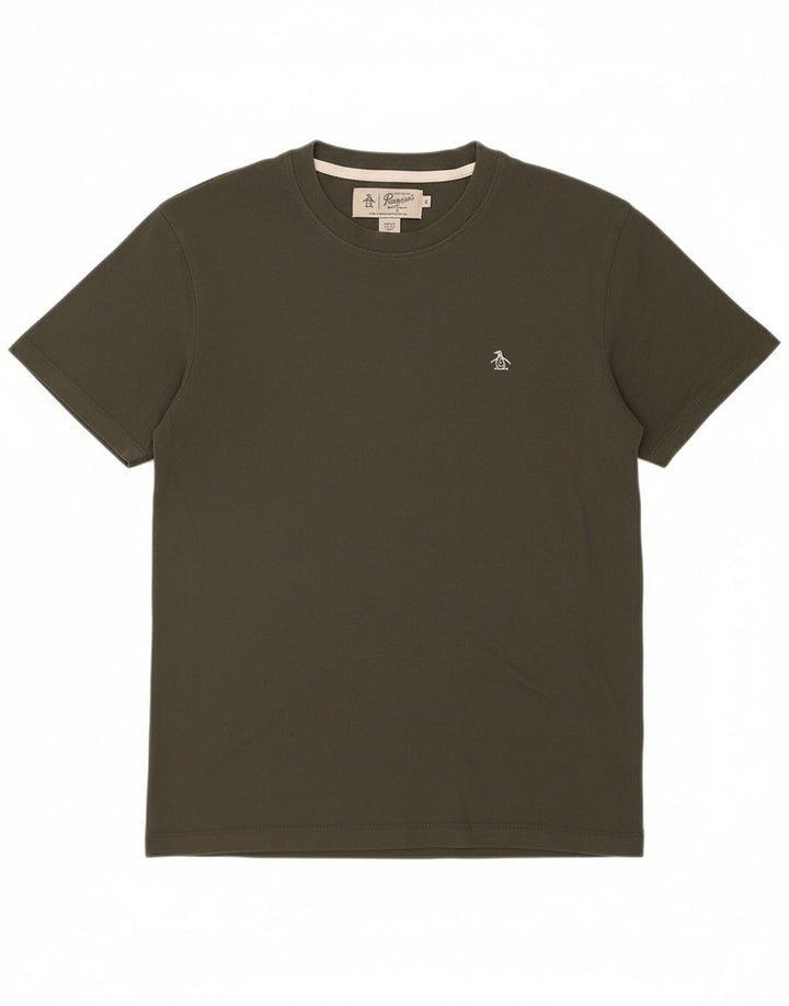PENGUIN Mens T-Shirt Top Small Khaki Cotton
