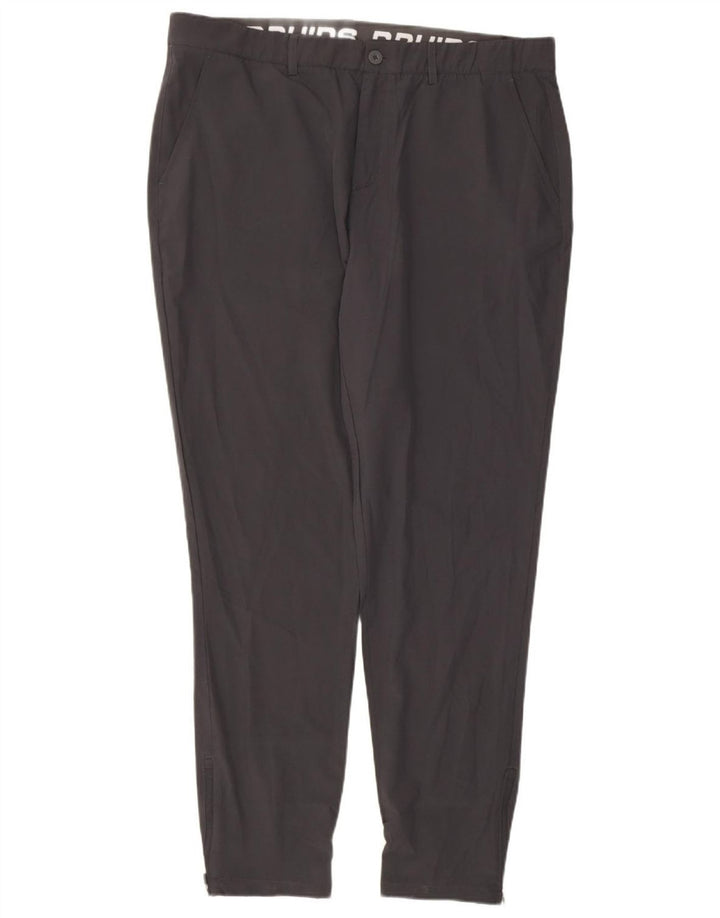 VINTAGE Mens Tapered Chino Trousers W38 L32 Grey Polyester