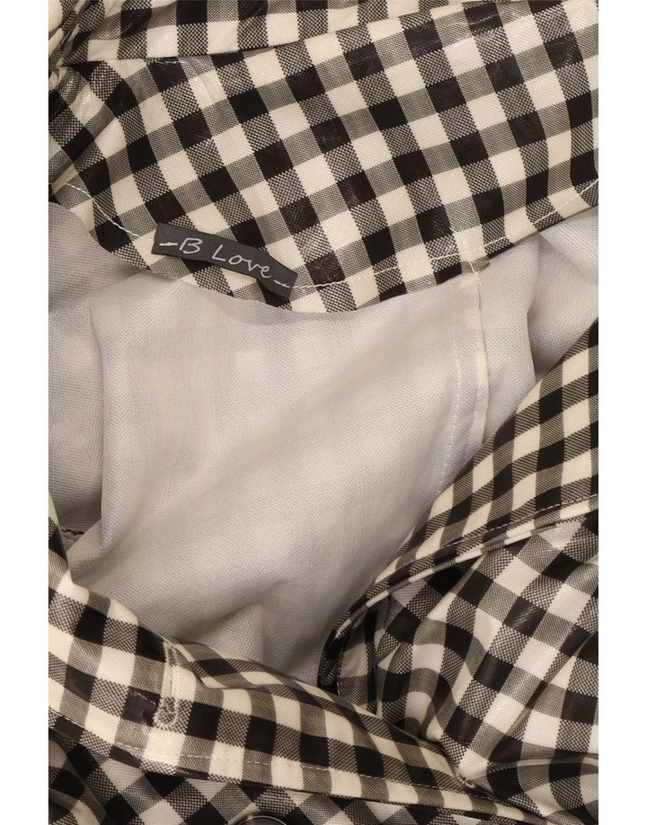 Vintage ženski trenč kaput UK 12 Srednji crni gingham