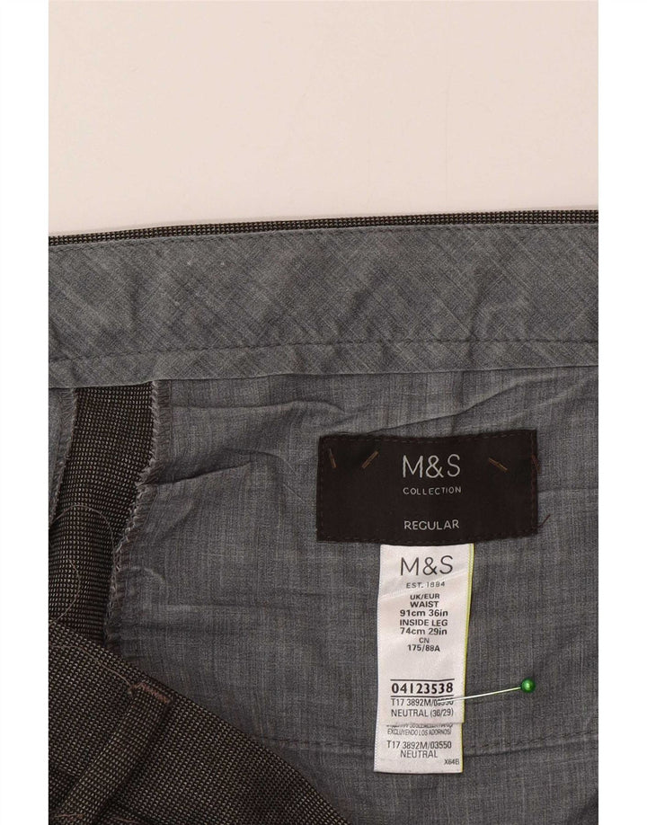 Marks & Spencer muške uobičajene hlače W36 L29 sivi karirani poliester