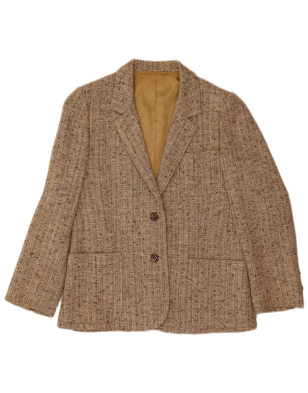 Vintage ženski sako s 2 gumba UK 10 Small Beige Flecked