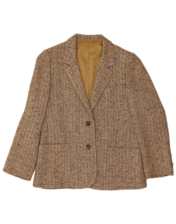 Vintage ženski sako s 2 gumba UK 10 Small Beige Flecked