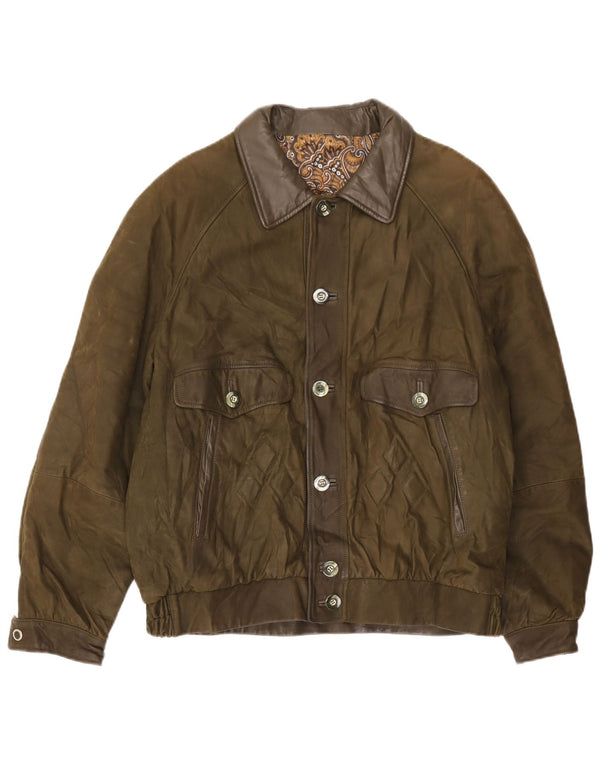 Vintage muška kožna jakna UK 42 XL zelena