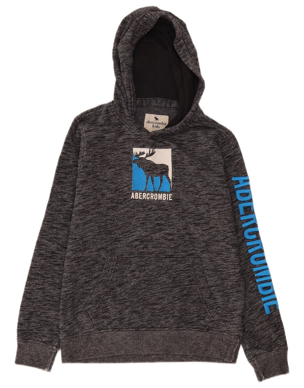 Abercrombie & Fitch Boys Graphic Hoodie Džemper 13-14 Years Grey Flected