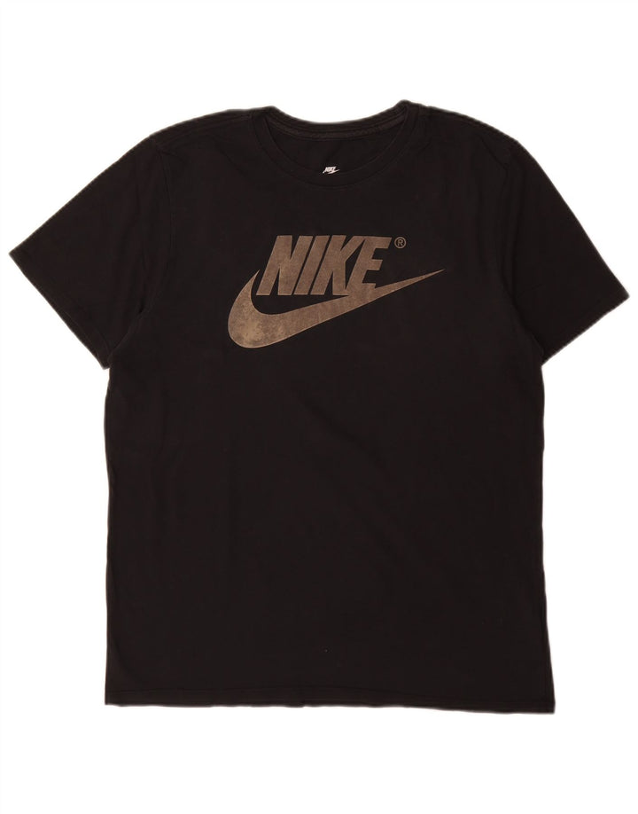 Nike muška majica atletskog kroja srednje crne boje pamuka