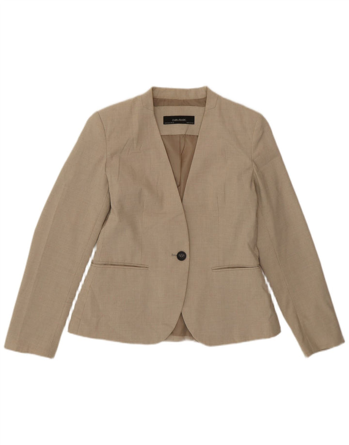 Zara ženski sako sa 1 gumbom EU 38 Mala bež houndstooth