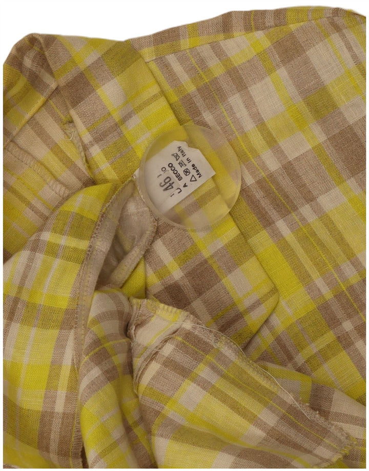 VINTAGE ženski sako s 2 gumba IT 46 Large Yellow Check Lan