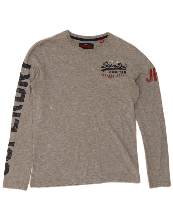 Superdry muška grafička majica dugih rukava, srednje sivi flekasti pamuk