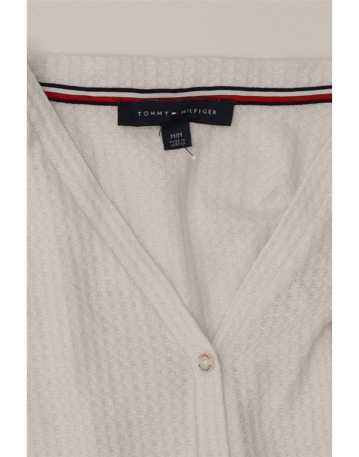 TOMMY HILFIGER Womens Oversized Cardigan Sweater UK 14 Medium White Vintage Tommy Hilfiger and Second-Hand Tommy Hilfiger from Messina Hembry 