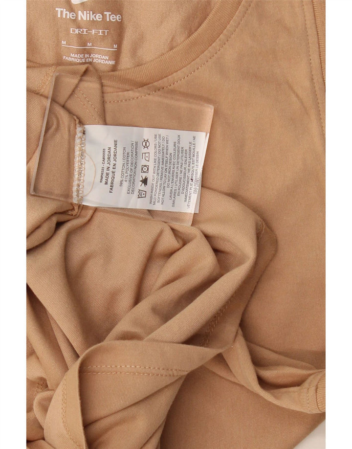 Nike Ženski Dri Fit Graphic Vest Top UK 12 Medium Beige Cotton