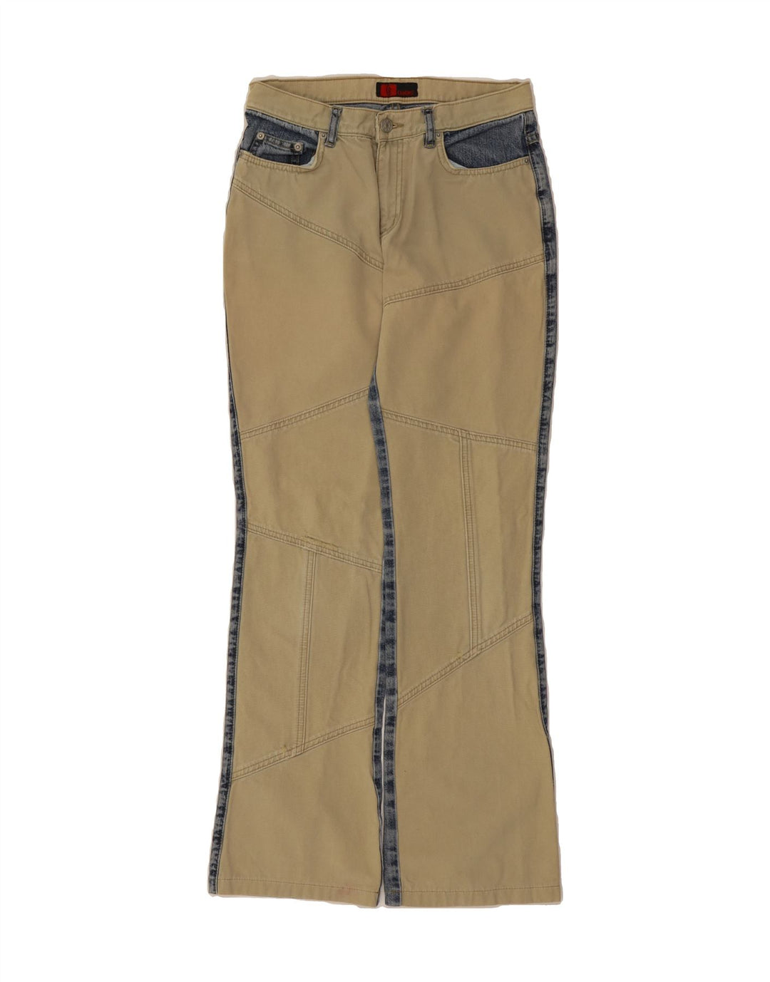 CI-BORG Womens Bootcut Jeans W29 L32 Beige Colourblock Cotton Vintage Ci-Borg and Second-Hand Ci-Borg from Messina Hembry 