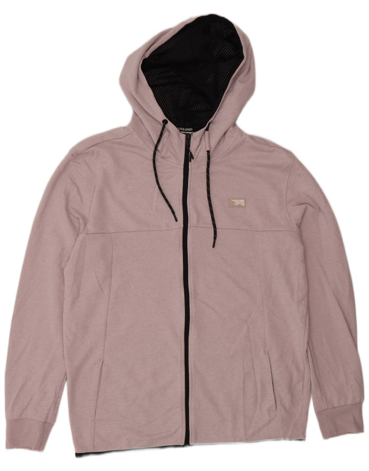 Jack & Jones muški pulover s kapuljačom na patentni zatvarač veliki ružičasti poliester