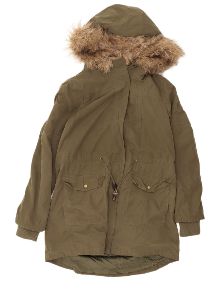 Oasis ženska šerpa parka jakna s kapuljačom UK 14 srednje zelene boje od poliestera