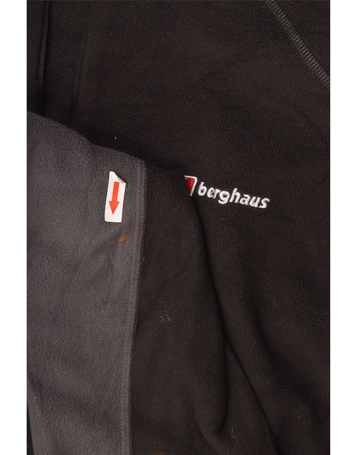 Berghaus muški džemper od flisa s patentnim izrezom, veliki crni poliester u boji